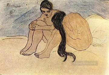 Pablo Picasso Painting - Hombre y mujer 1902 Pablo Picasso